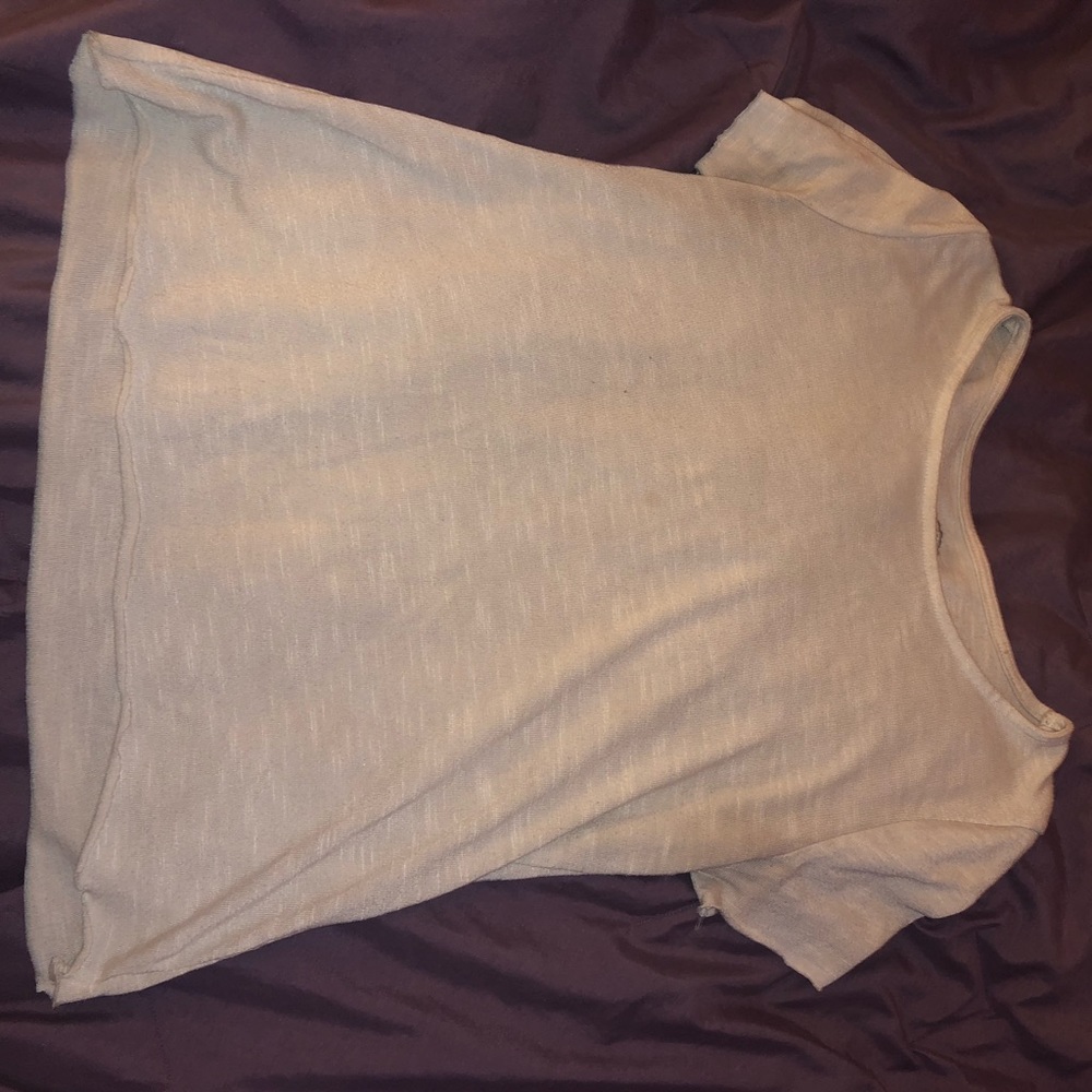 white raw cut crop top